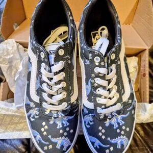 New with box. Vans Sneakers in Blue with Blue and Silver Dinosaur Design